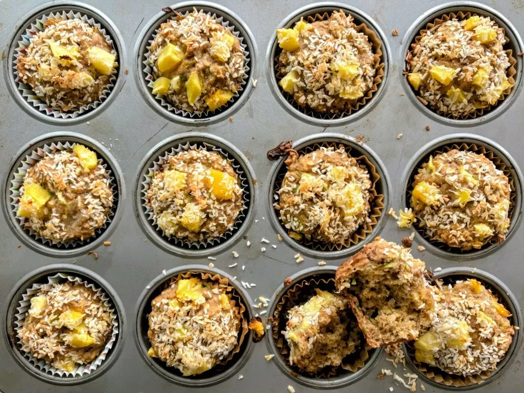 Recipe: Pineapple Coconut Zucchini Muffins to fuel a busy morning