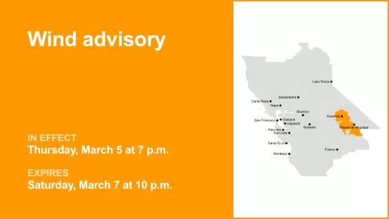 Wind advisory affecting Yosemite until Saturday night — wind gusts reaching 50 mph