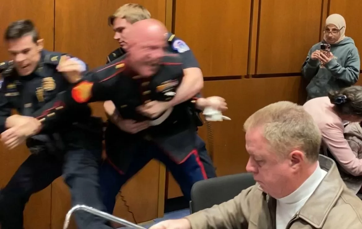 BREAKING EXCLUSIVE: Capitol Police, Senator Sheehy Charge and Tackle Belligerent Anti-War Marine Veteran at Senate Armed Services Committee Meeting (VIDEO)
