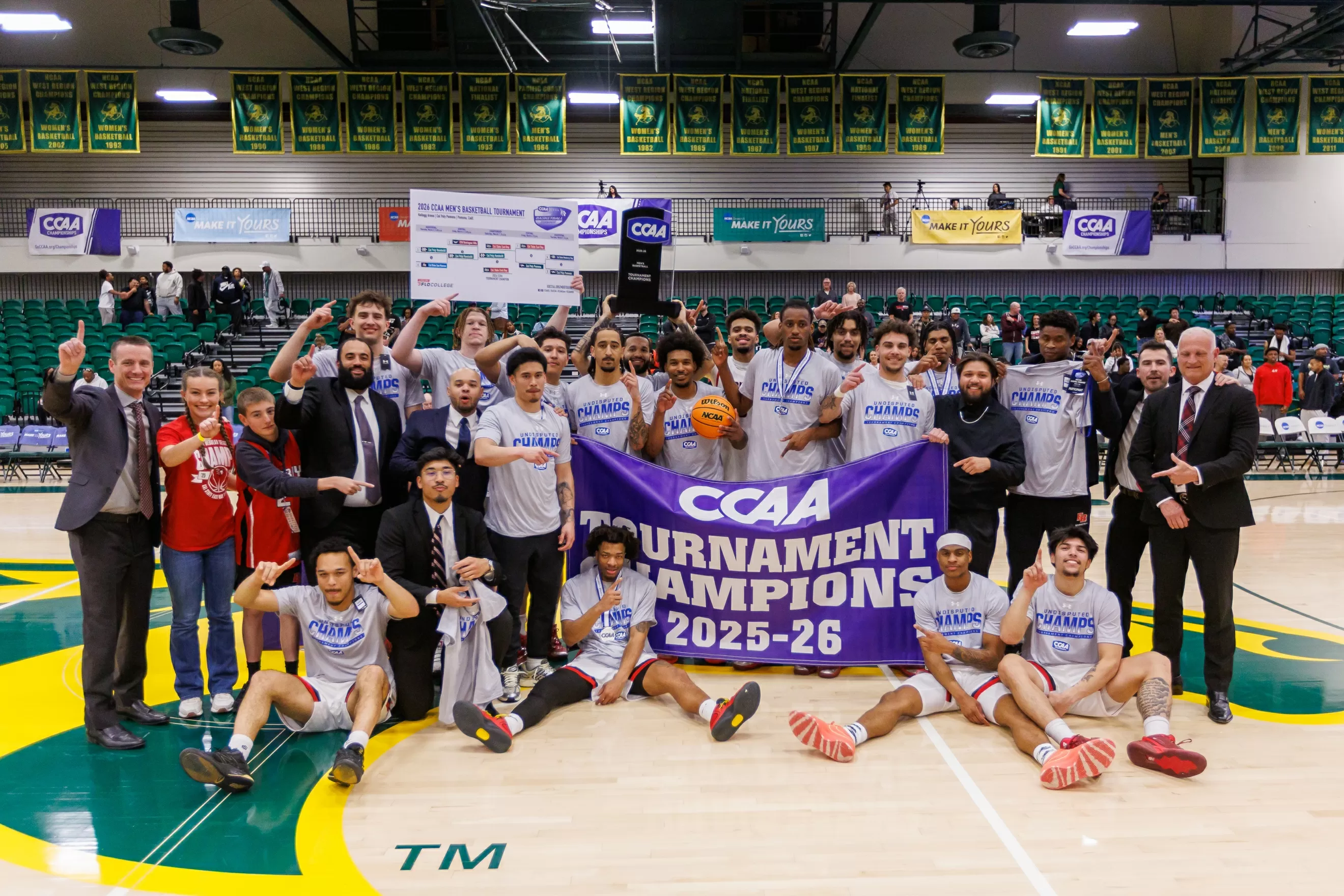 Unbeaten Cal State East Bay men’s basketball team makes history while winning CCAA tournament