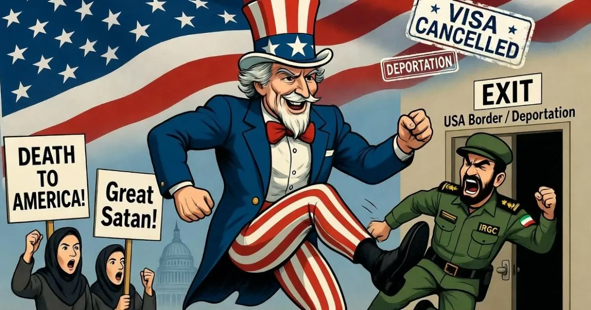 IRGC Family Members Chanting “Death to America,” Outraged Over Visa Cancellation